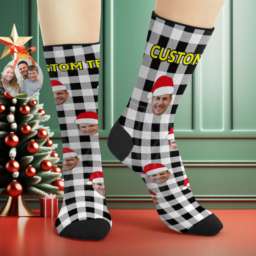 Custom Buffalo Plaid Socks Personalized Face Christmas Gifts - MyPhotoBoxer