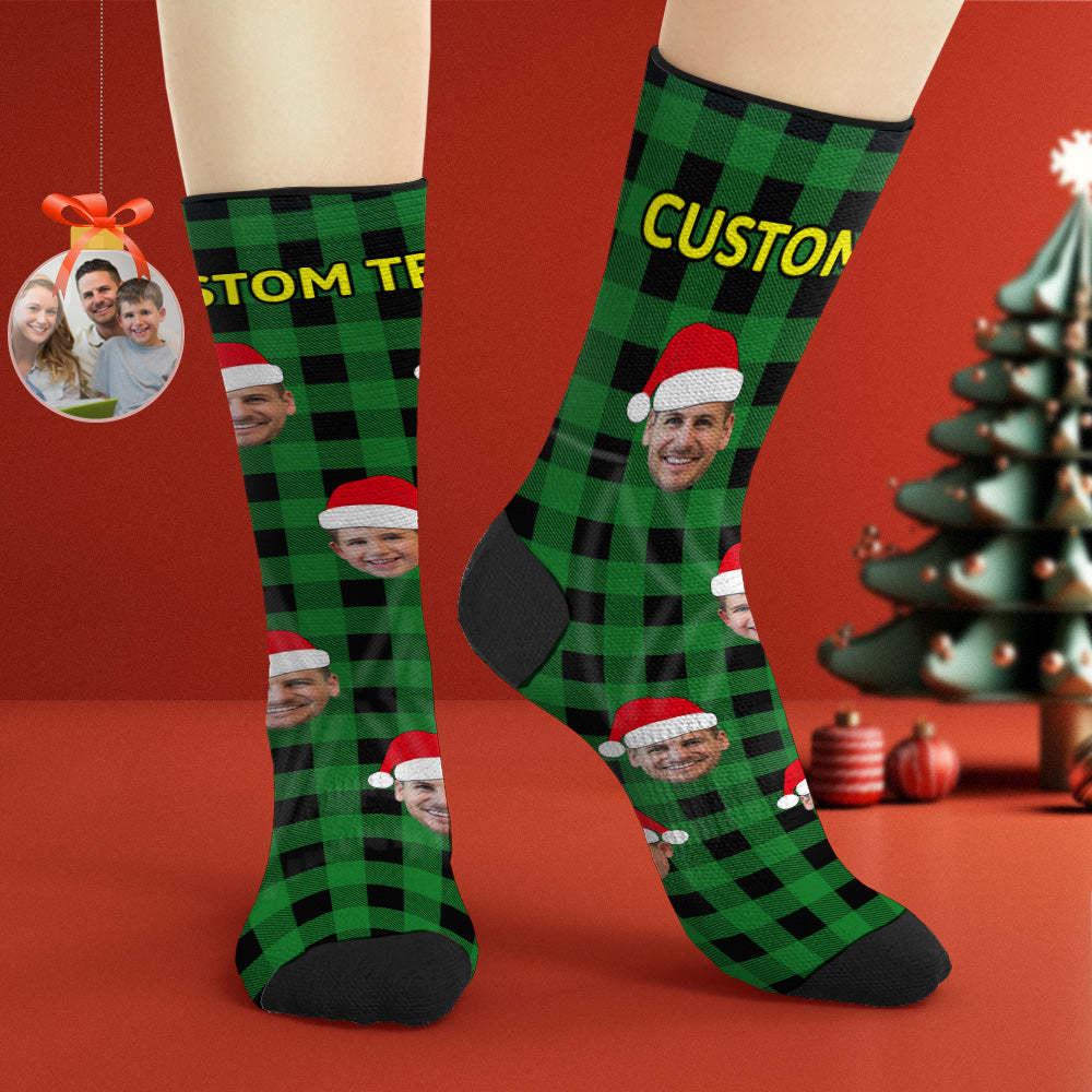 Custom Buffalo Plaid Socks Personalized Face Christmas Gifts - MyPhotoBoxer
