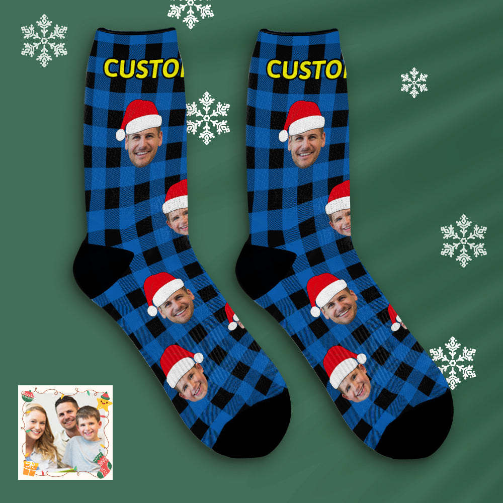 Custom Buffalo Plaid Socks Personalized Face Christmas Gifts - MyPhotoBoxer