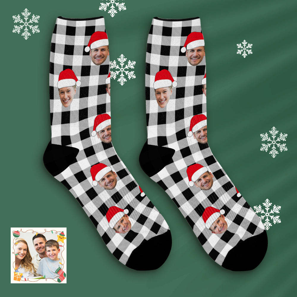 Custom Buffalo Plaid Socks Personalized Face Christmas Gifts - MyPhotoBoxer