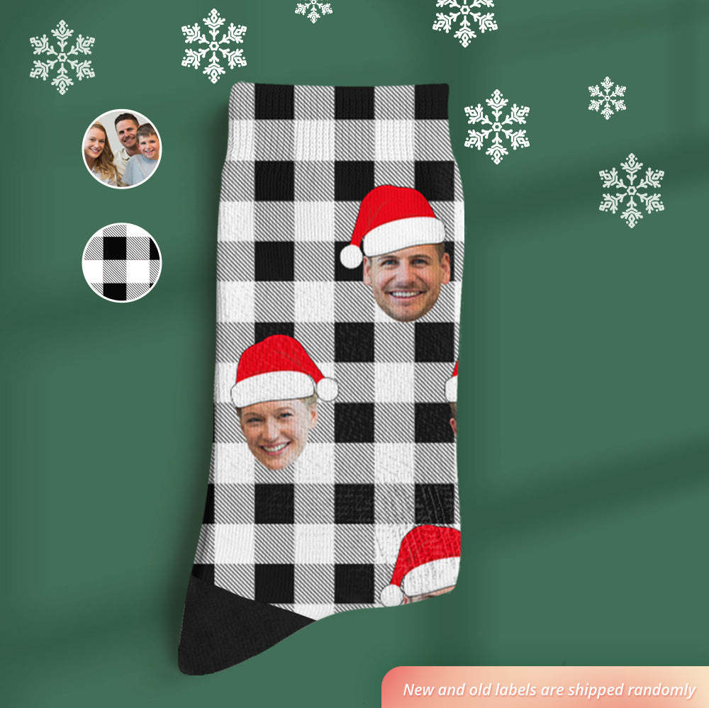 Custom Buffalo Plaid Socks Personalized Face Christmas Gifts - MyPhotoBoxer