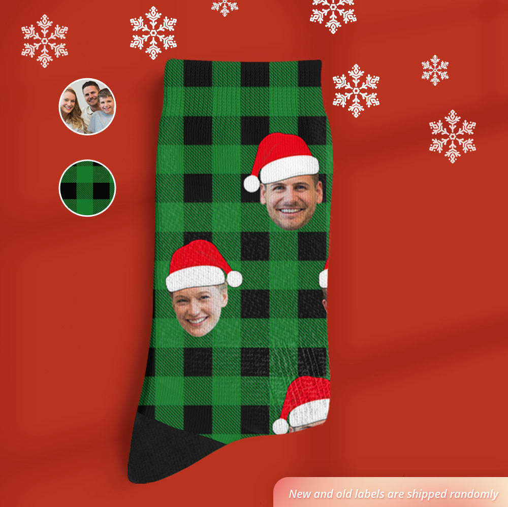 Custom Buffalo Plaid Socks Personalized Face Christmas Gifts - MyPhotoBoxer