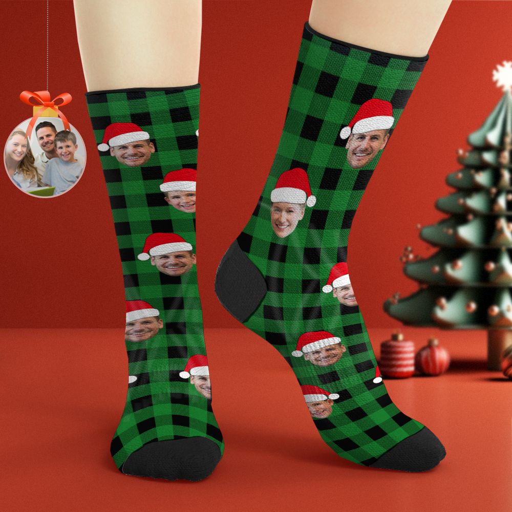 Custom Buffalo Plaid Socks Personalized Face Christmas Gifts - MyPhotoBoxer