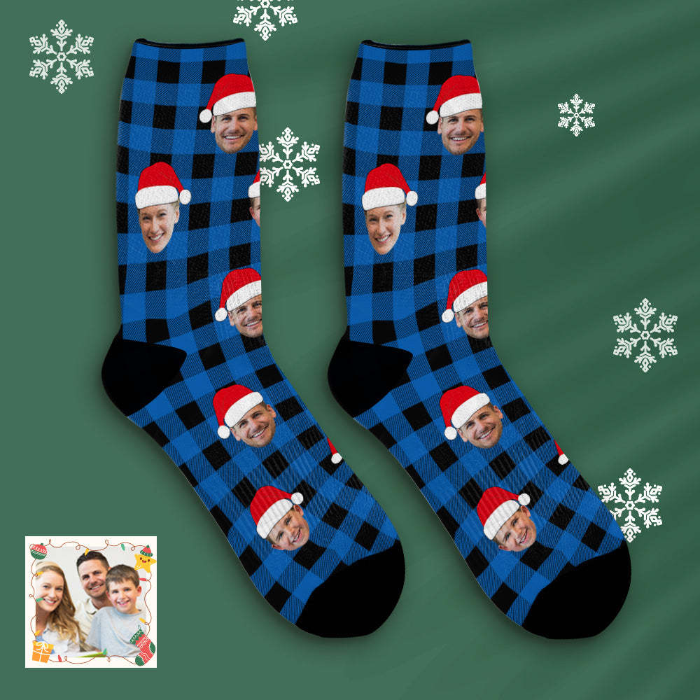 Custom Buffalo Plaid Socks Personalized Face Christmas Gifts - MyPhotoBoxer