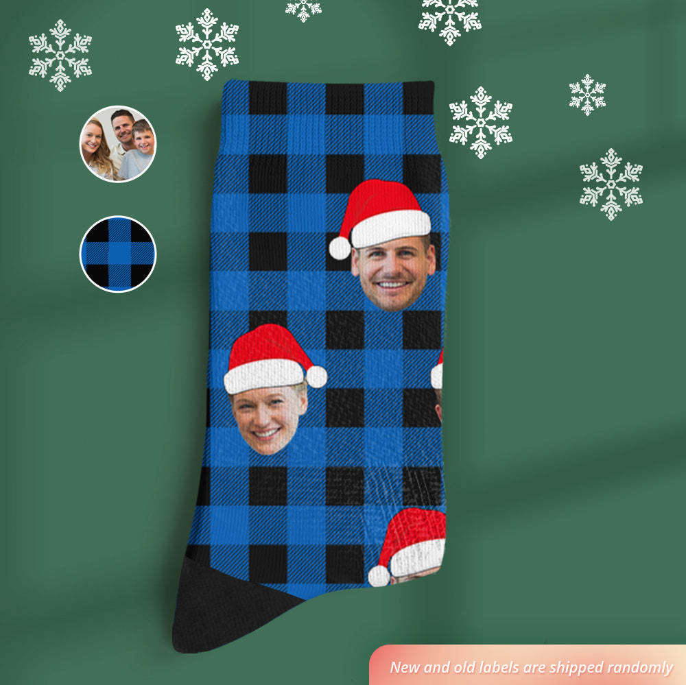 Custom Buffalo Plaid Socks Personalized Face Christmas Gifts - MyPhotoBoxer