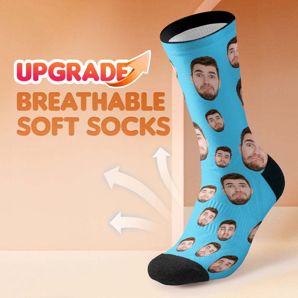 Custom Face Socks Multi -face Breathable Add Pictures Colorful Photo Socks Gifts - MyPhotoBoxer