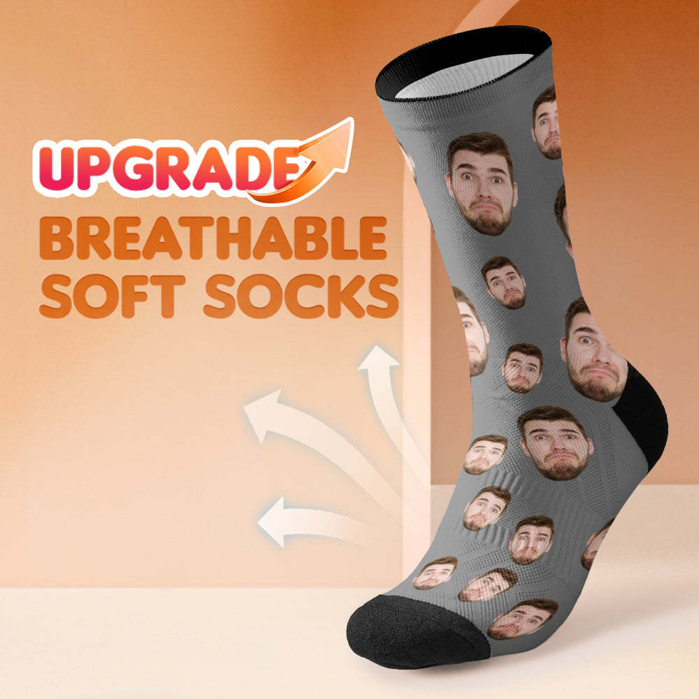 Custom Face Socks Multi -face Breathable Add Pictures Colorful Photo Socks Gifts - MyPhotoBoxer