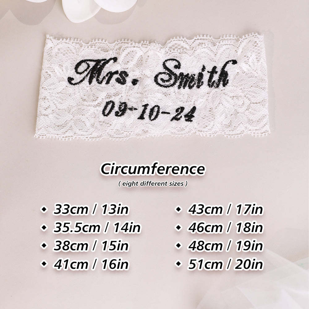 Personalized Wedding Garters Embroidered Bride Keepsake Gift for Bride - MyPhotoBoxer