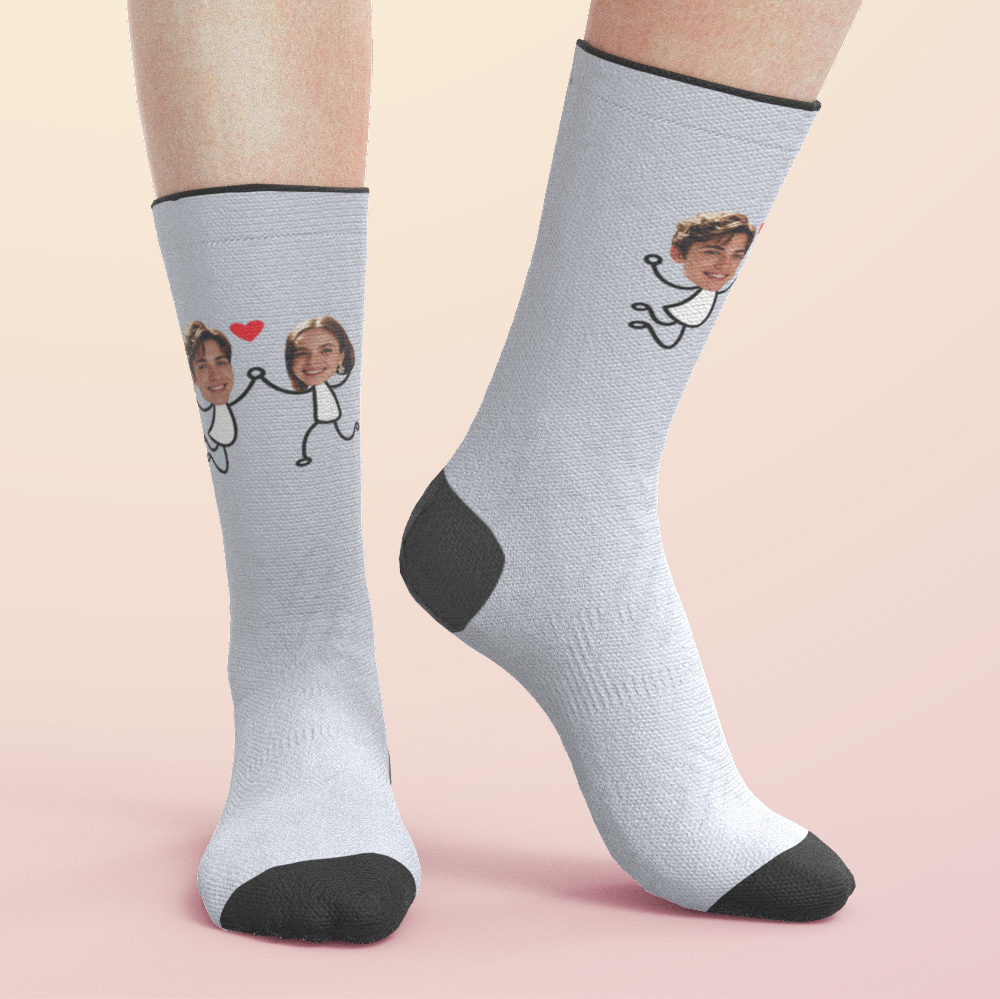 Custom Couple Photo Sock, Personalized Face Sock, Gift For Boyfriend, Best Valentine's Day Gift - MyPhotoBoxer