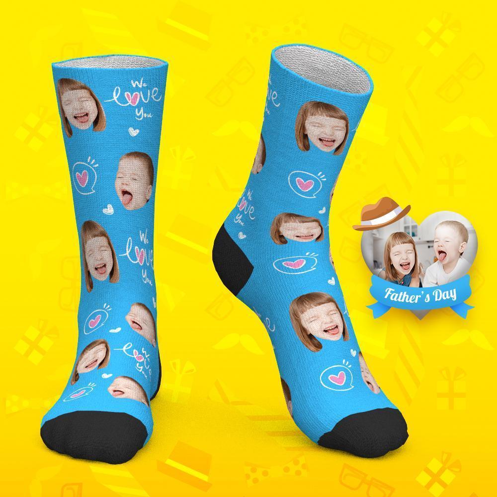 Father's Day Gift Custom Socks Baby Face Socks We Love You Dad - MyPhotoBoxer
