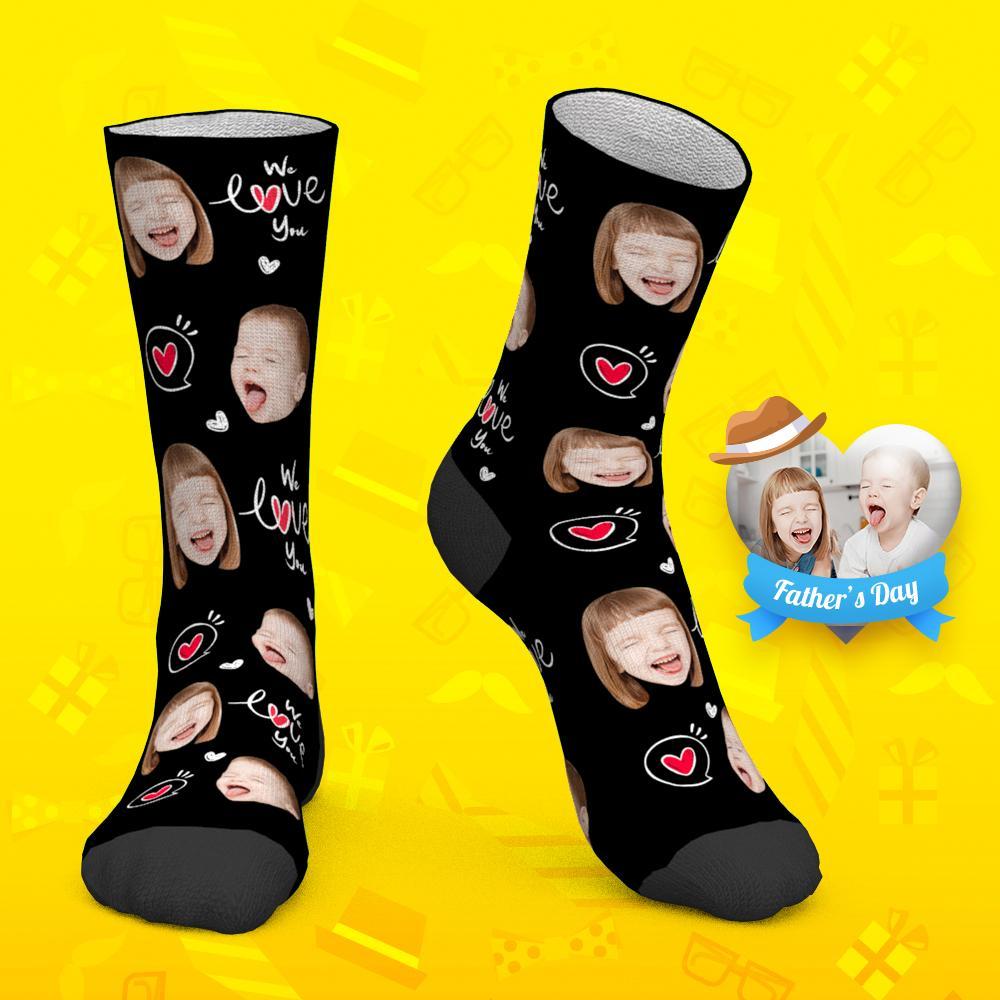 Father's Day Gift Custom Socks Baby Face Socks We Love You Dad - MyPhotoBoxer