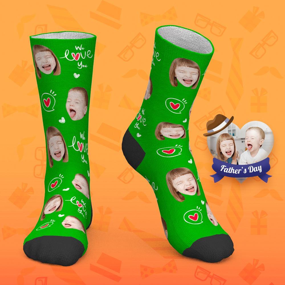 Father's Day Gift Custom Socks Baby Face Socks We Love You Dad - MyPhotoBoxer