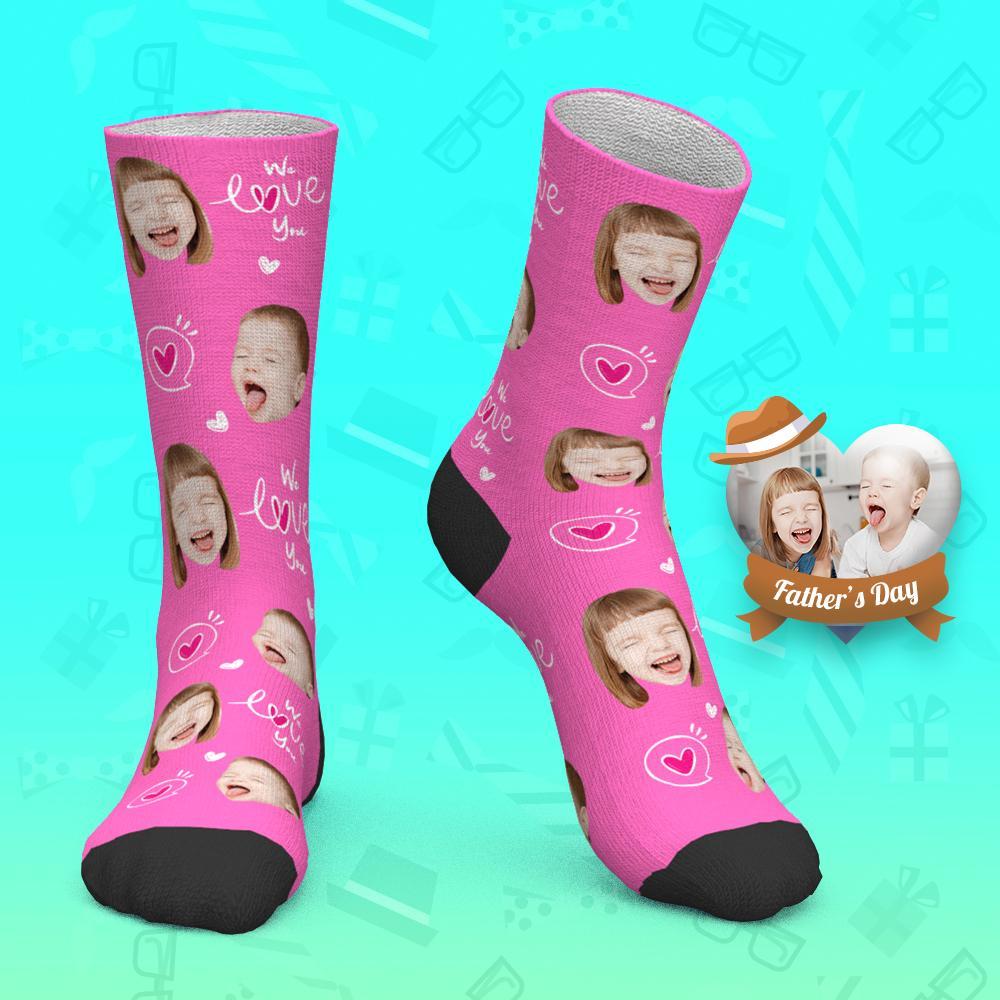 Father's Day Gift Custom Socks Baby Face Socks We Love You Dad - MyPhotoBoxer