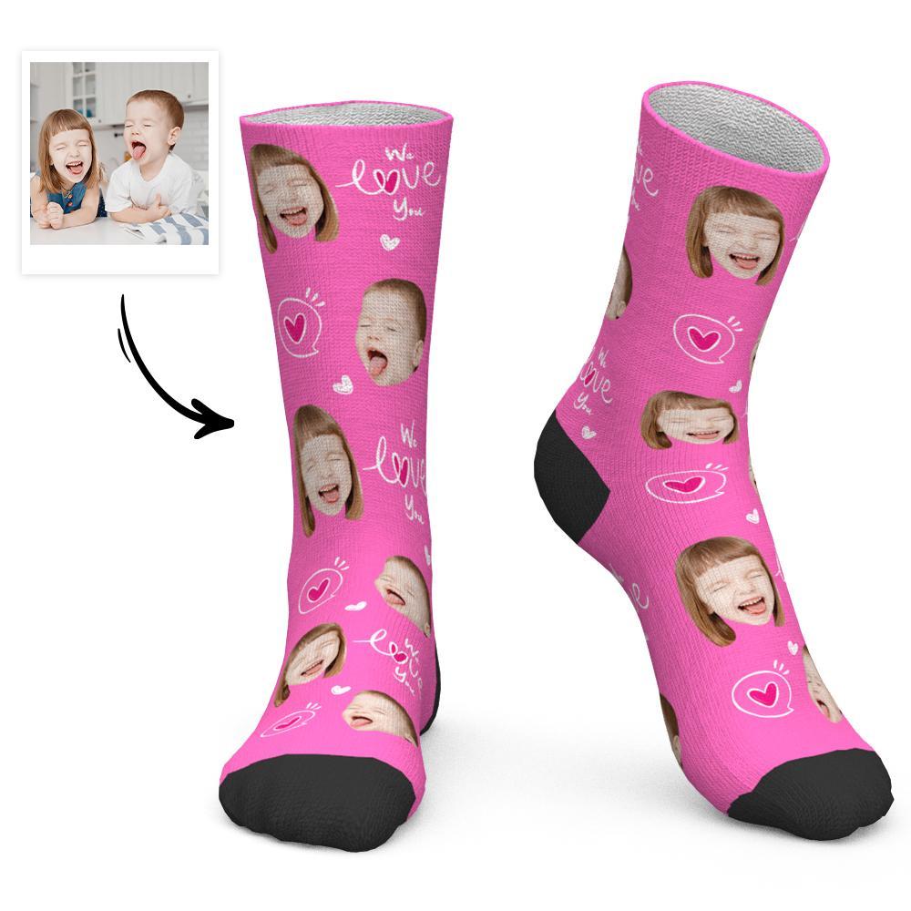 Father's Day Gift Custom Socks Baby Face Socks We Love You Dad - MyPhotoBoxer