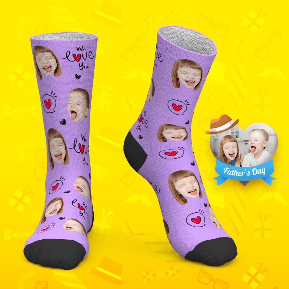 Father's Day Gift Custom Socks Baby Face Socks We Love You Dad - MyPhotoBoxer