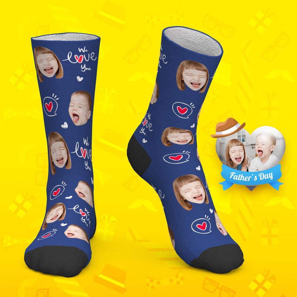 Father's Day Gift Custom Socks Baby Face Socks We Love You Dad - MyPhotoBoxer