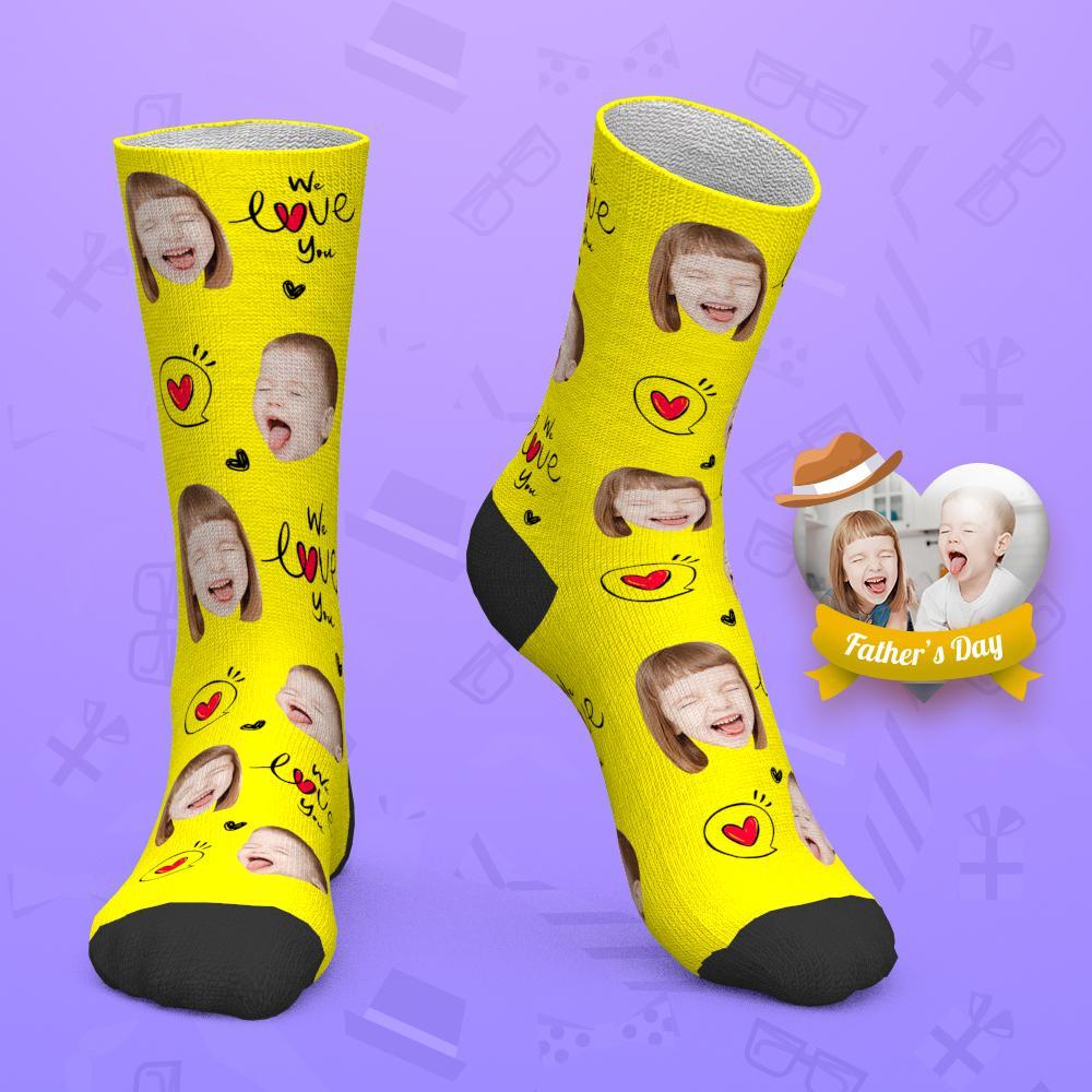Father's Day Gift Custom Socks Baby Face Socks We Love You Dad - MyPhotoBoxer