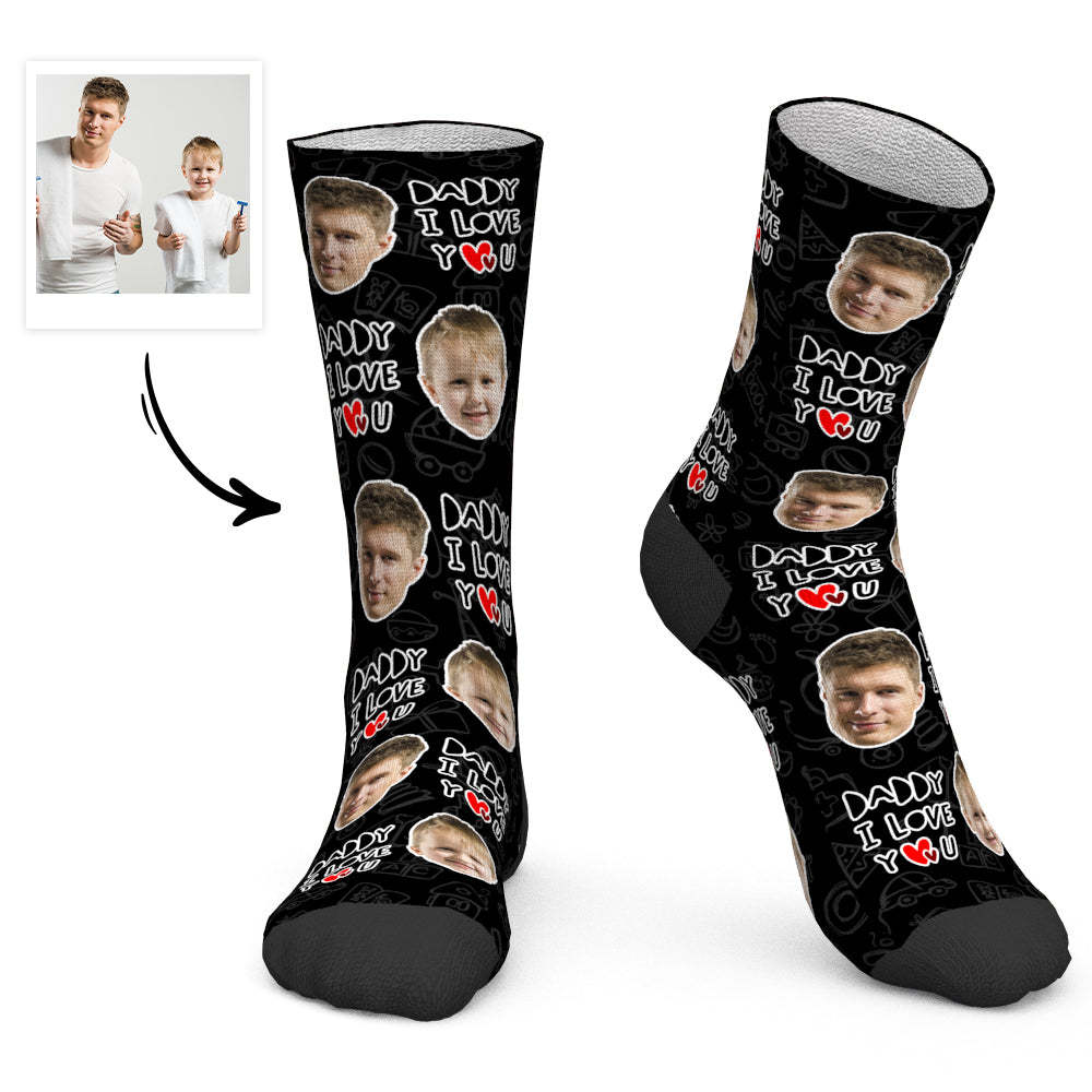 Father's Day Gift - Custom Face Socks Daddy I Love You - MyPhotoBoxer