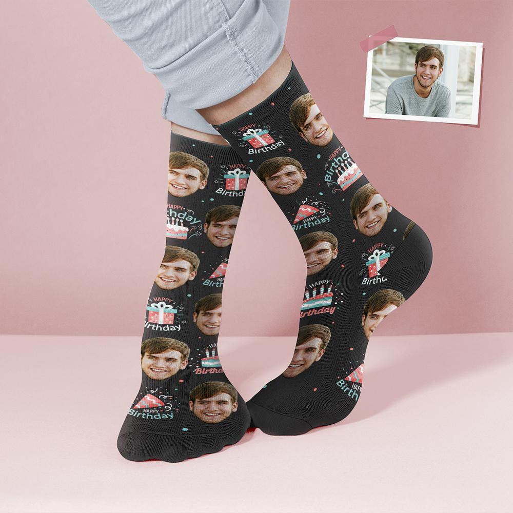Custom Face Socks Personalized Photo Socks Happy Birthday Birthday Gift for Men Women Valentine's Day Gift - MyPhotoBoxer