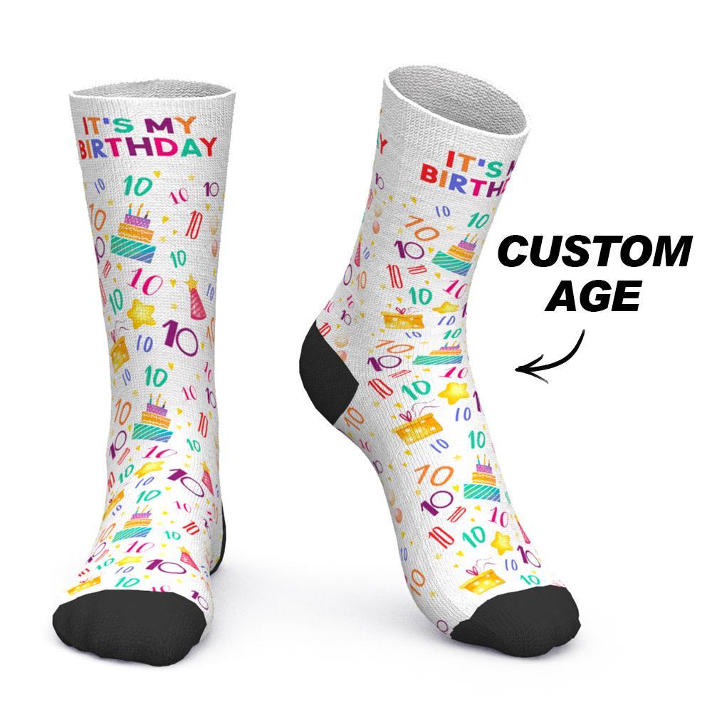 Custom Age Socks Personalized Birthday Socks Birthday gift - MyPhotoBoxer