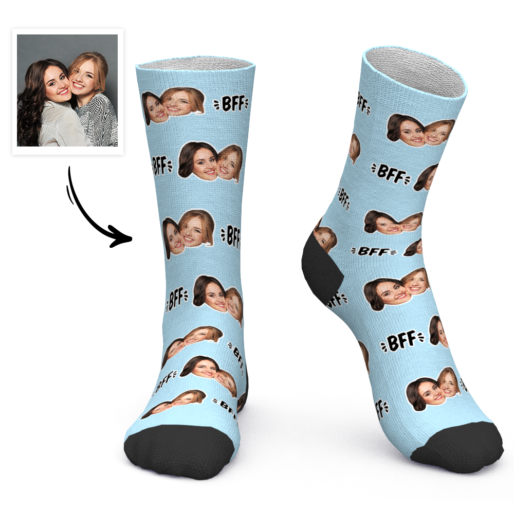 Custom Socks Personalized Photo Socks Best Friend Forever BFF Socks - MyPhotoBoxer