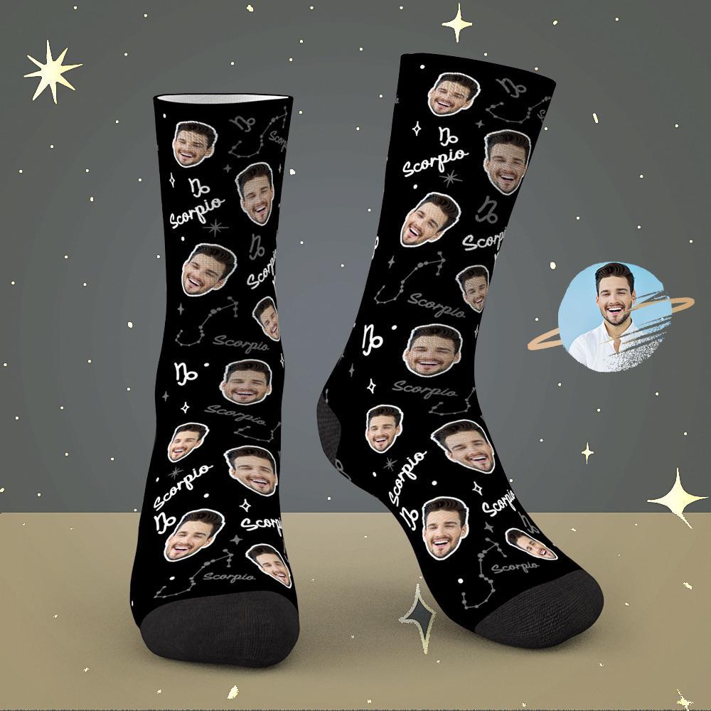 Custom Scorpio Lucky Socks Personalized Face Exclusive Constellation Lucky Socks - MyPhotoBoxer