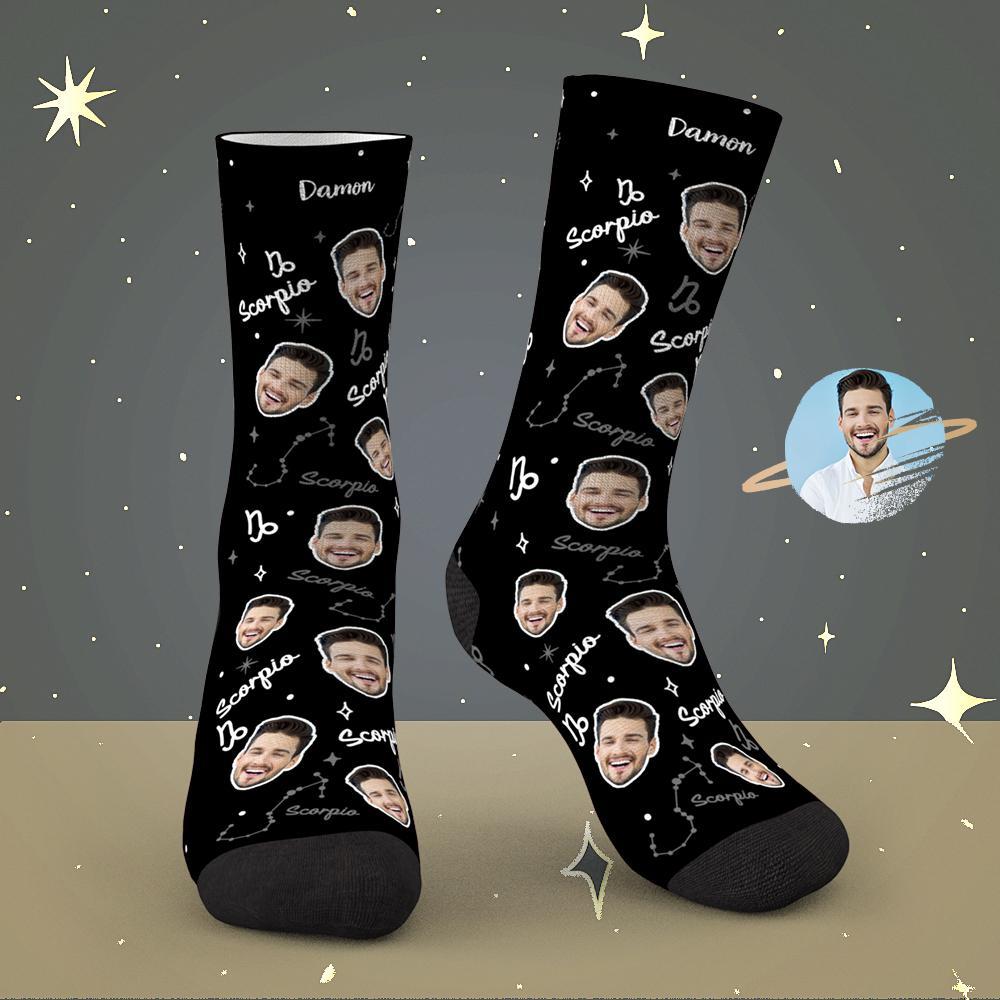 Custom Scorpio Lucky Socks Personalized Face Exclusive Constellation Lucky Socks - MyPhotoBoxer