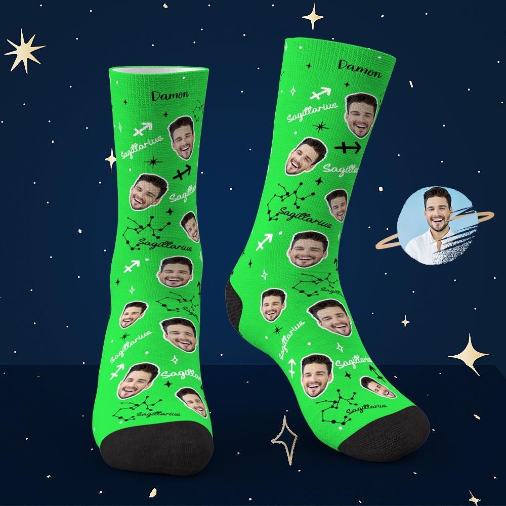 Custom Sagittarius Lucky Socks Personalized Face Exclusive Constellation Lucky Socks - MyPhotoBoxer