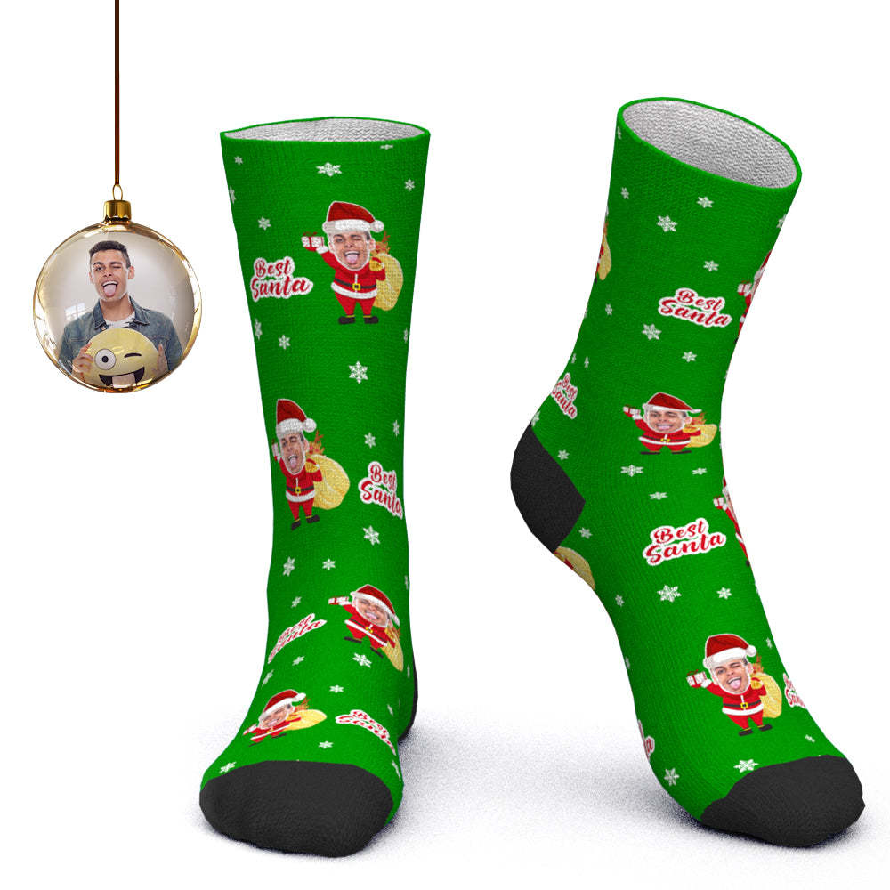 Custom Face Socks Personalized Photo Socks Santa Socks Christmas Gift for family - Best Santa - MyPhotoBoxer