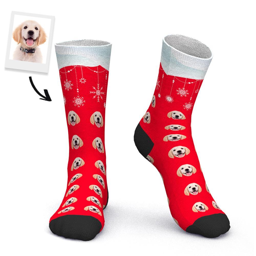 Custom Photo Socks Snowflake Pet Theme Christmas Gift - MyPhotoBoxer