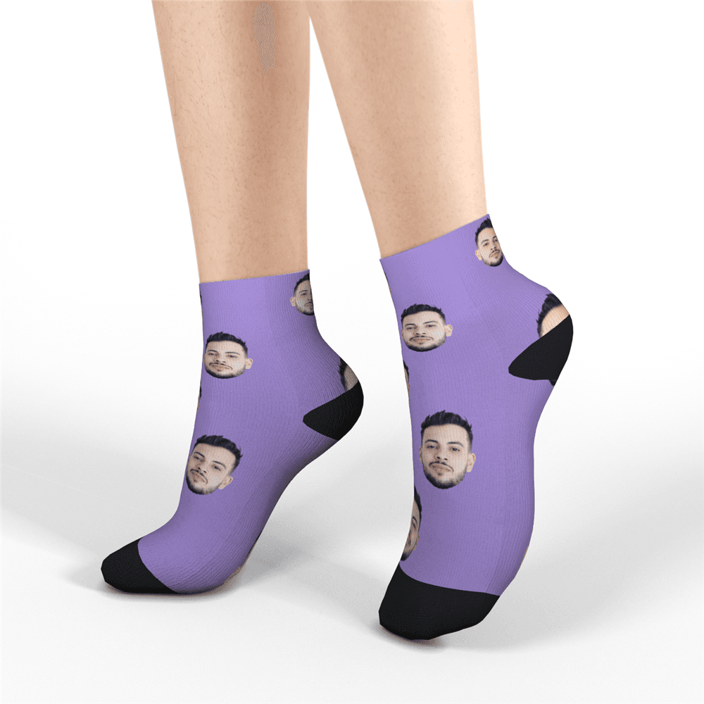 Custom Face Socks Short Socks, Colorful Photo Socks Summer Socks - MyPhotoBoxer