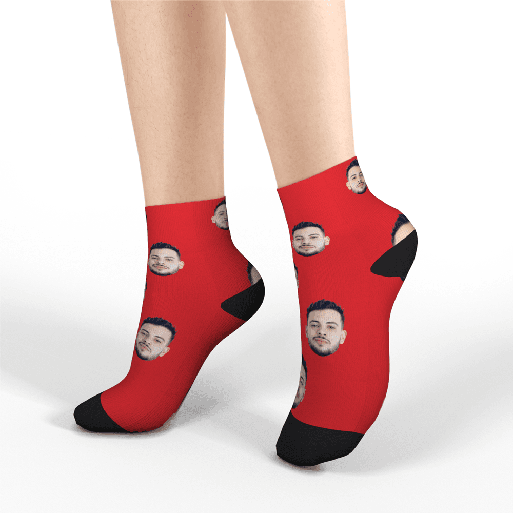 Custom Face Socks Short Socks, Colorful Photo Socks Summer Socks - MyPhotoBoxer