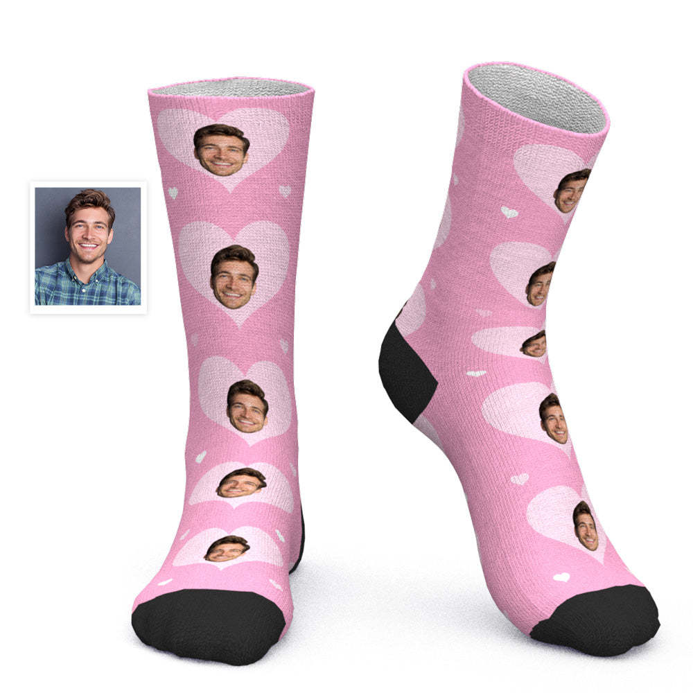 Custom Face Socks Personalized Photo Socks Valentine's Day Gift for Lover - Heart - MyPhotoBoxer