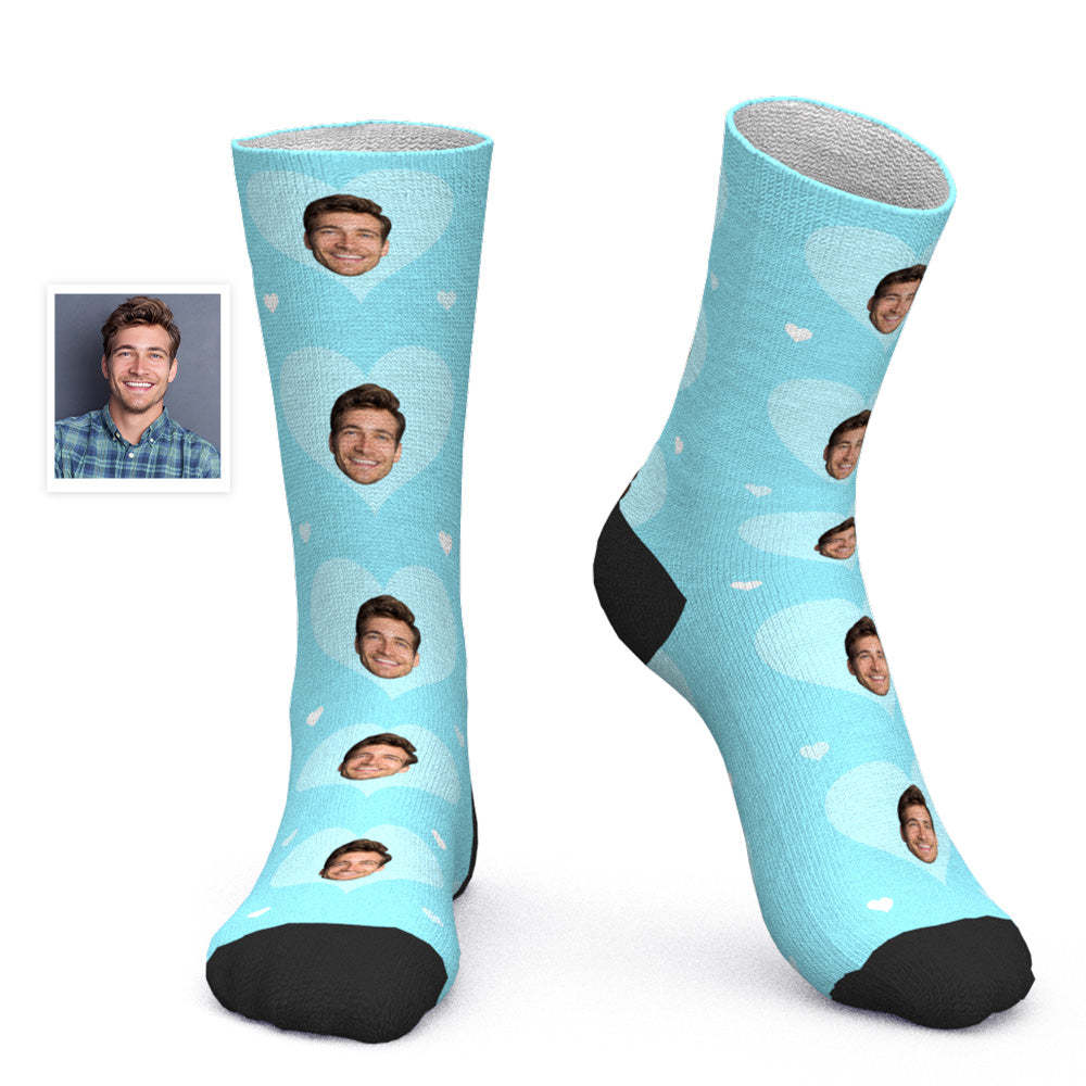 Custom Face Socks Personalized Photo Socks Valentine's Day Gift for Lover - Heart - MyPhotoBoxer