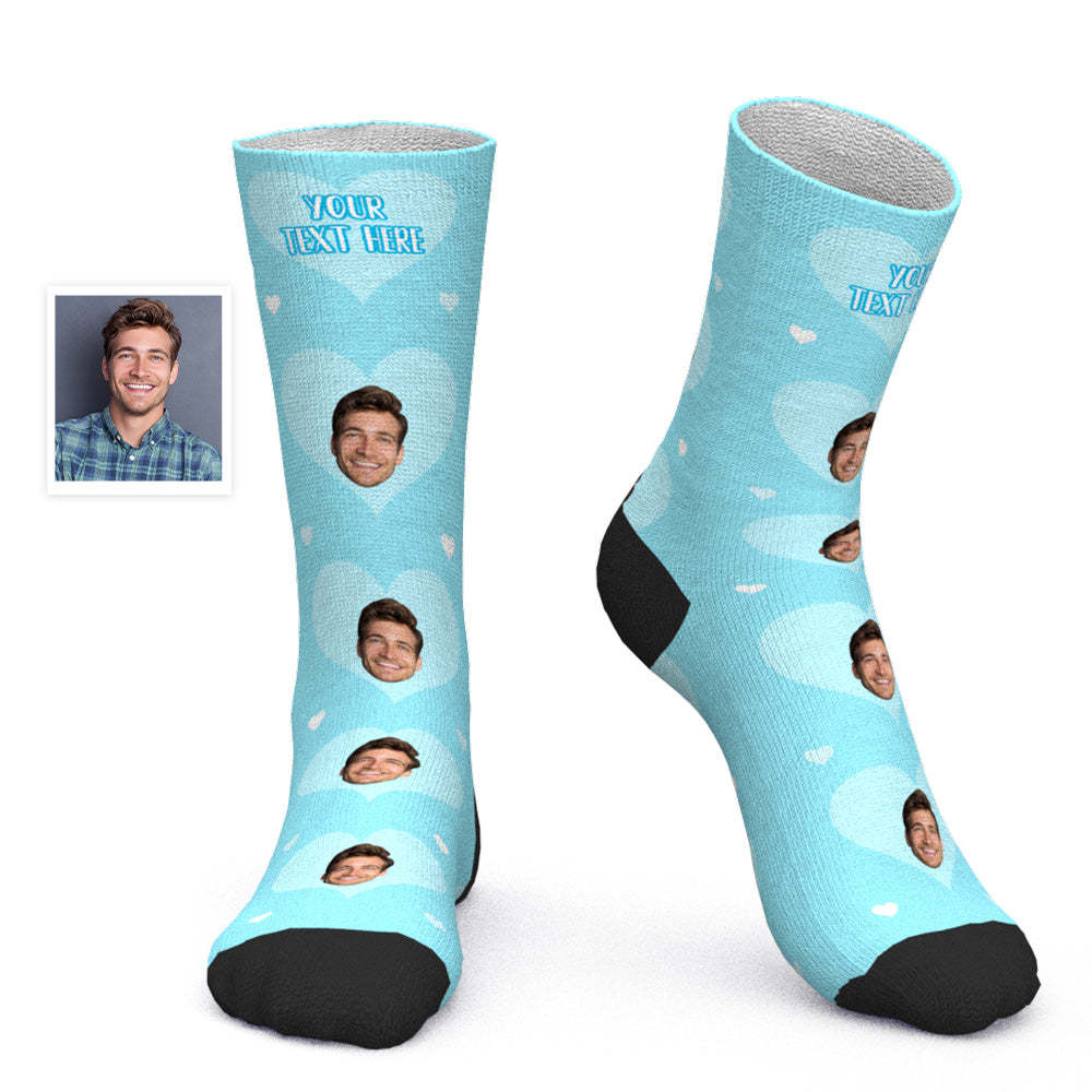 Custom Face Socks Personalized Photo Socks Valentine's Day Gift for Lover - Heart - MyPhotoBoxer