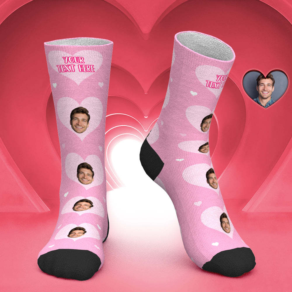 Custom Face Socks Personalized Photo Socks Valentine's Day Gift for Lover - Heart - MyPhotoBoxer