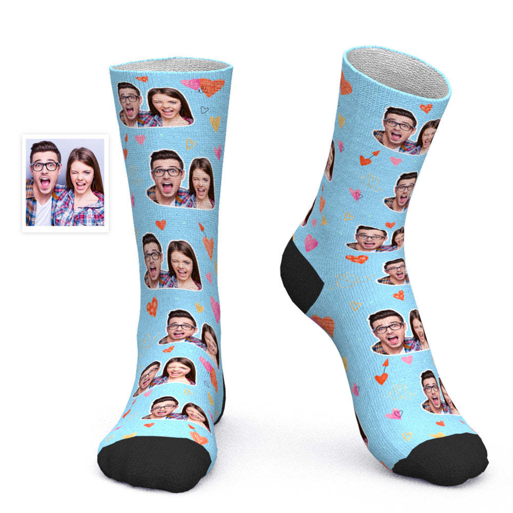 Custom Couple Photo Socks Romantic Valentine Gift - Colorful Love - MyPhotoBoxer