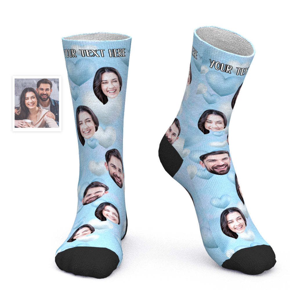 Custom Face Socks Personalized Photo Socks Valentine's Day Gift for Her - Romantic Love - MyPhotoBoxer