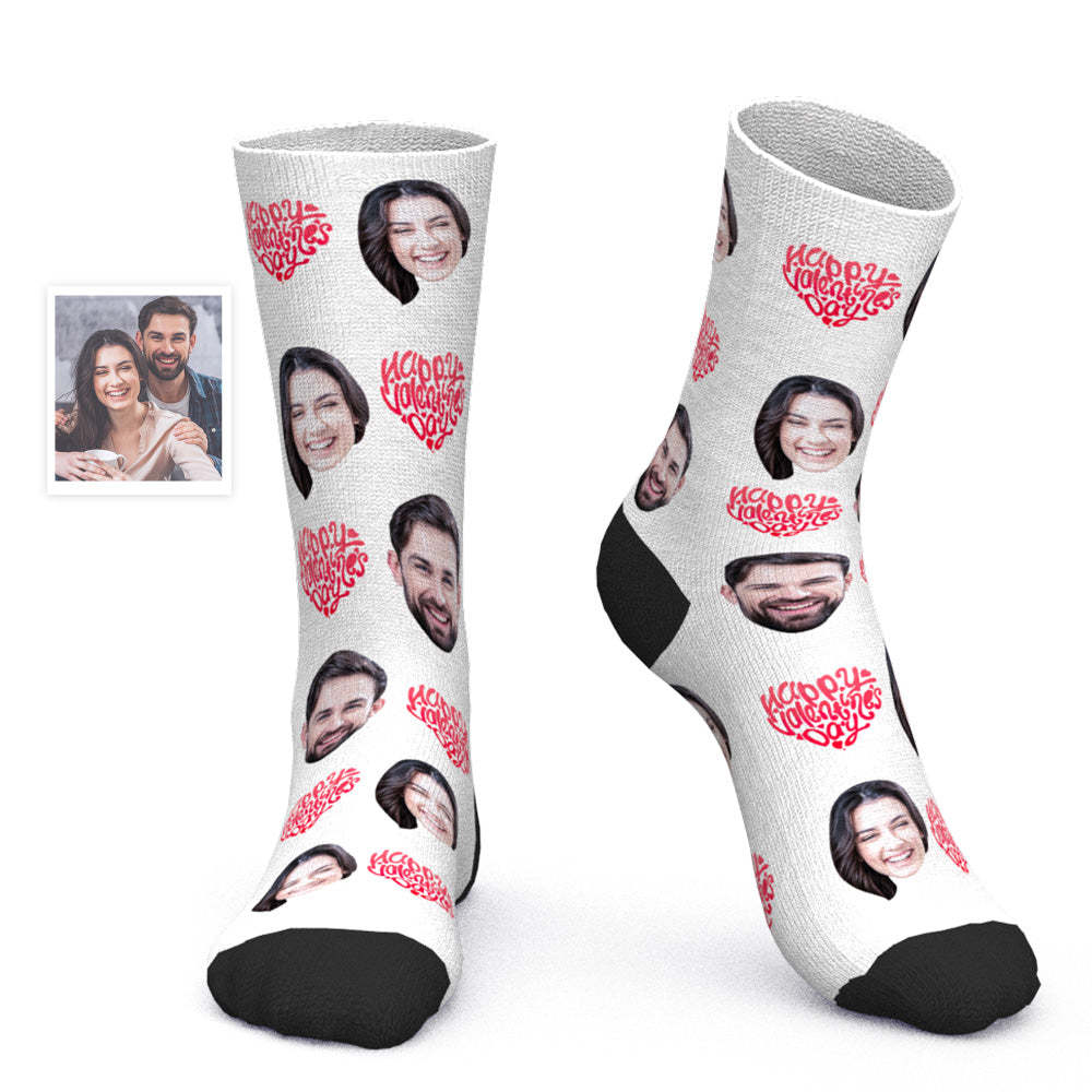 Custom Face Socks Personalized Photo Socks Valentine's Day Gift - Happy Vlaentine's Day - MyPhotoBoxer