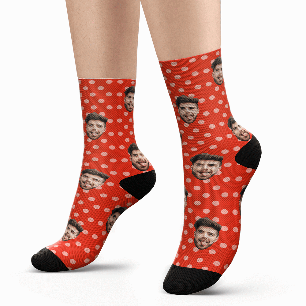 Custom Polka Dot Photo Socks - MyPhotoBoxer