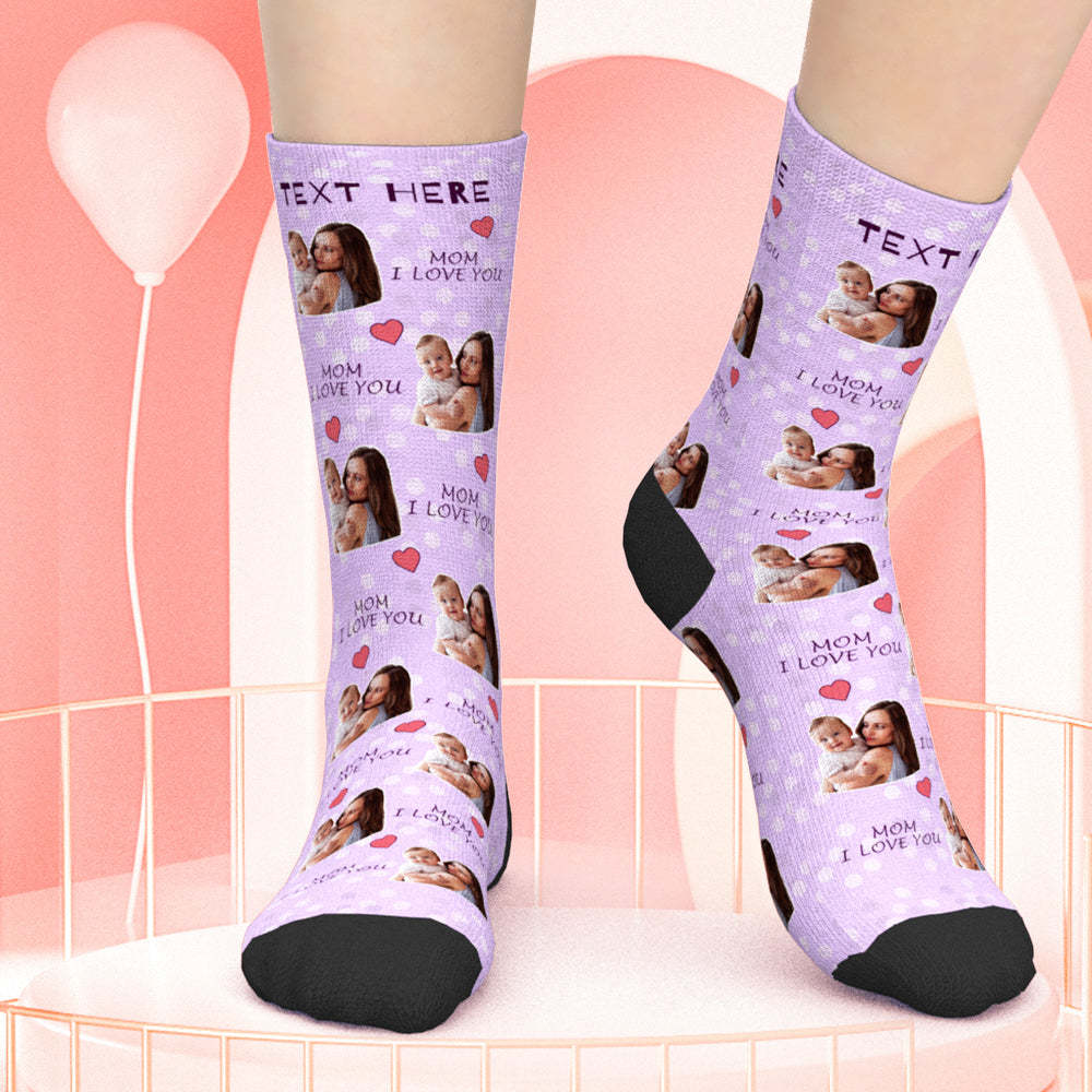 Personalize Photo Purple Socks Mother's Day Gifts or Birthday Gifts for Mum