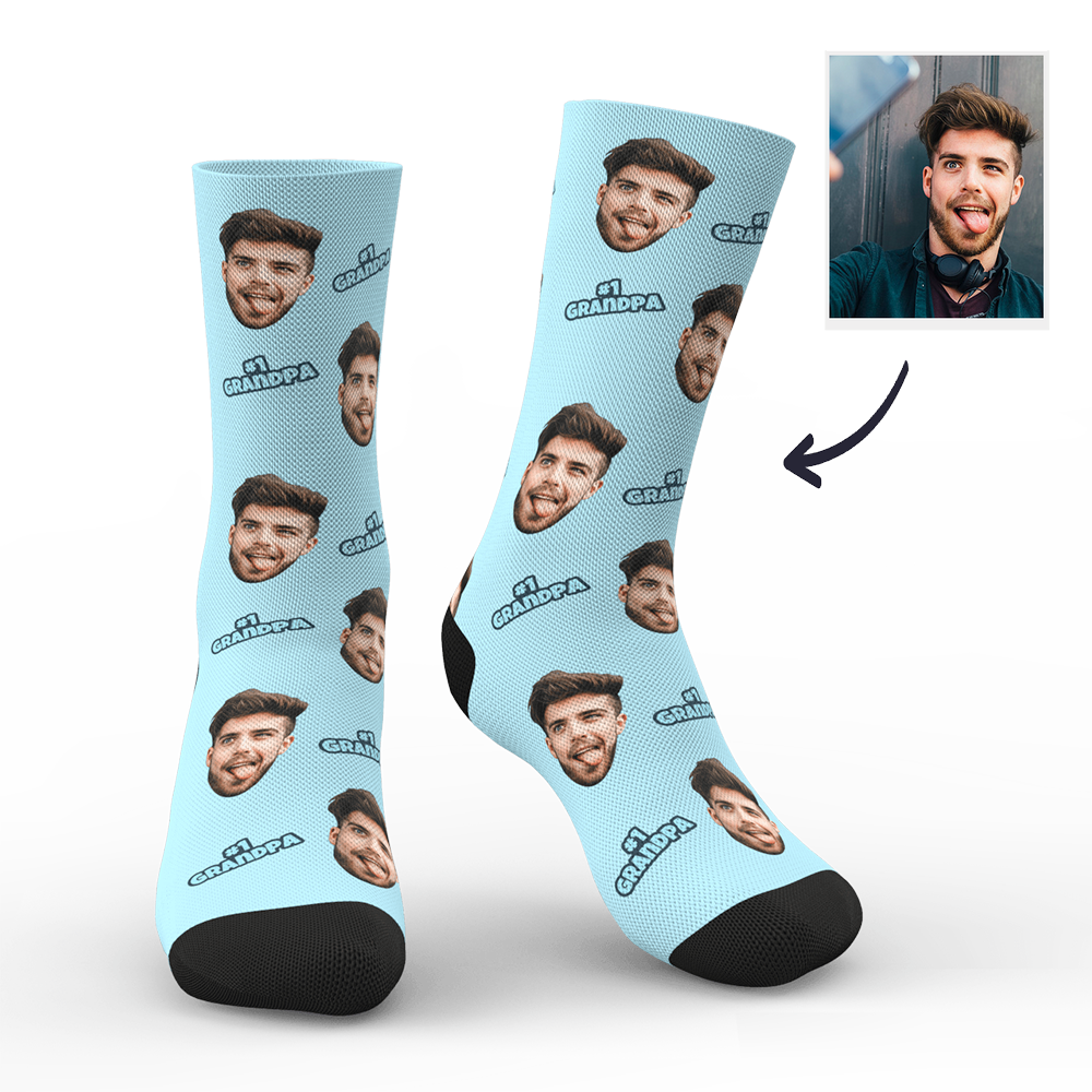 Custom #1 Grandpa Photo Socks - MyPhotoBoxer