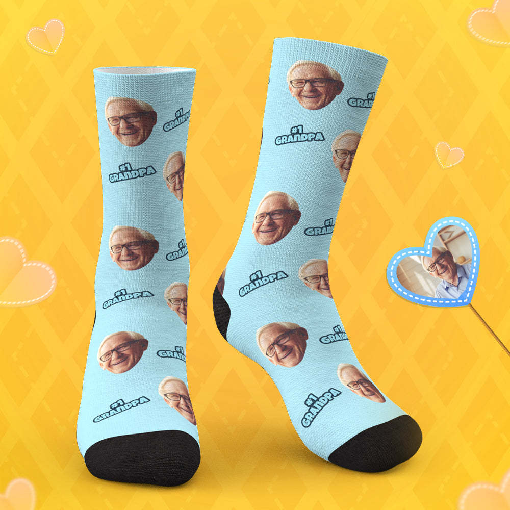 Custom #1 Grandpa Photo Socks - MyPhotoBoxer