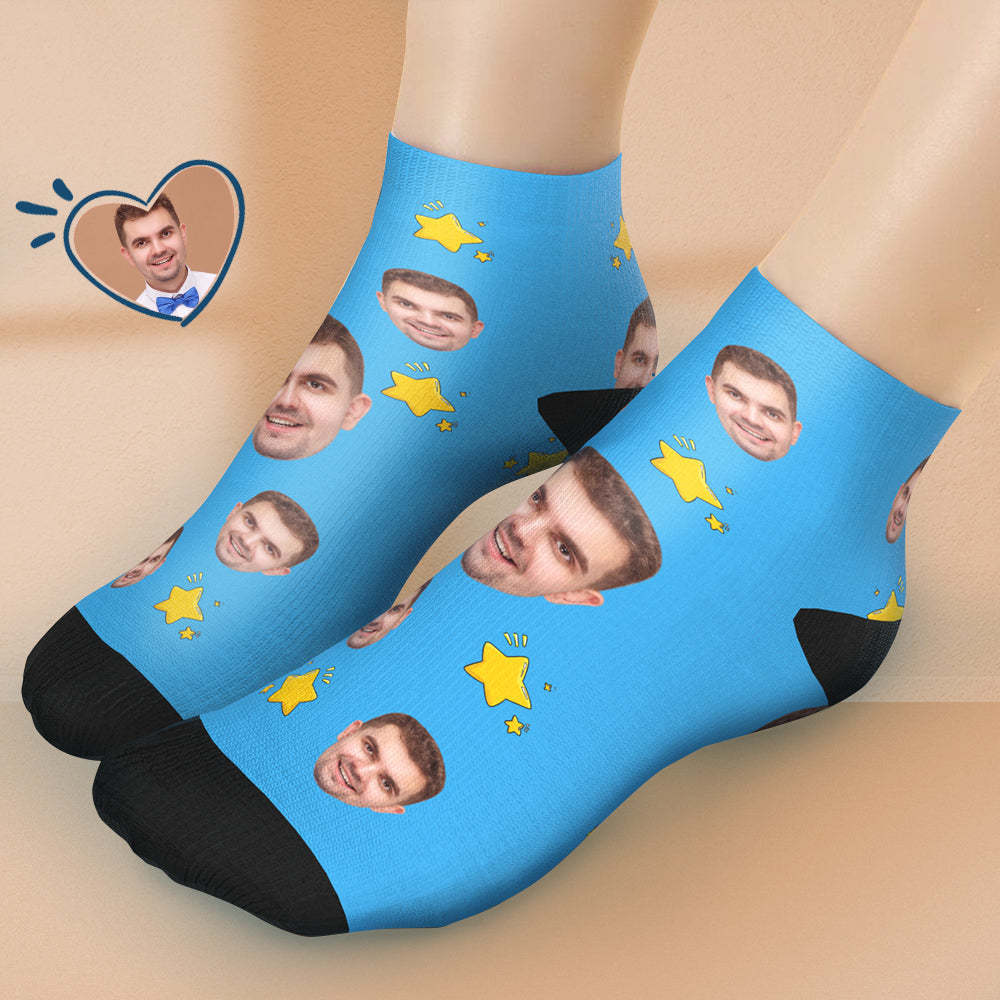 Custom Short Face Socks Personalised Photo Ankle Socks Summer Gifts - Star