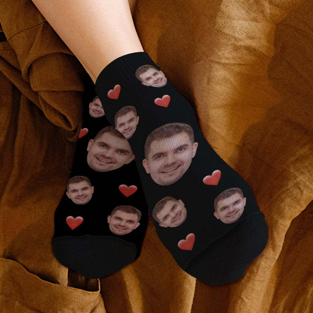 Custom Short Face Socks Personalised Photo Ankle Socks Summer Gifts - Heart