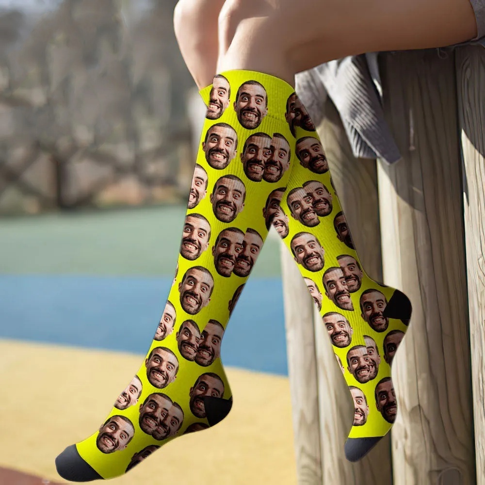 Custom Knee High Face Socks Summer Socks - Full Face MyFaceSocks