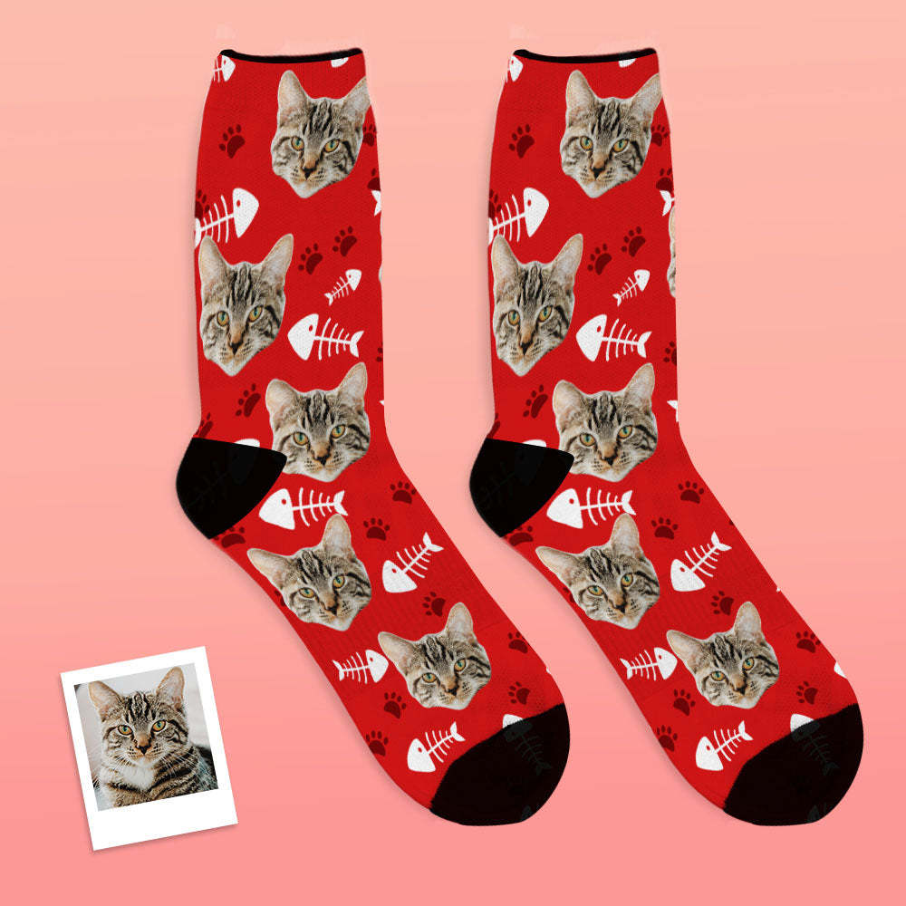 Custom Breathable Face Socks Lovely Cat Photo Socks - MyPhotoBoxer