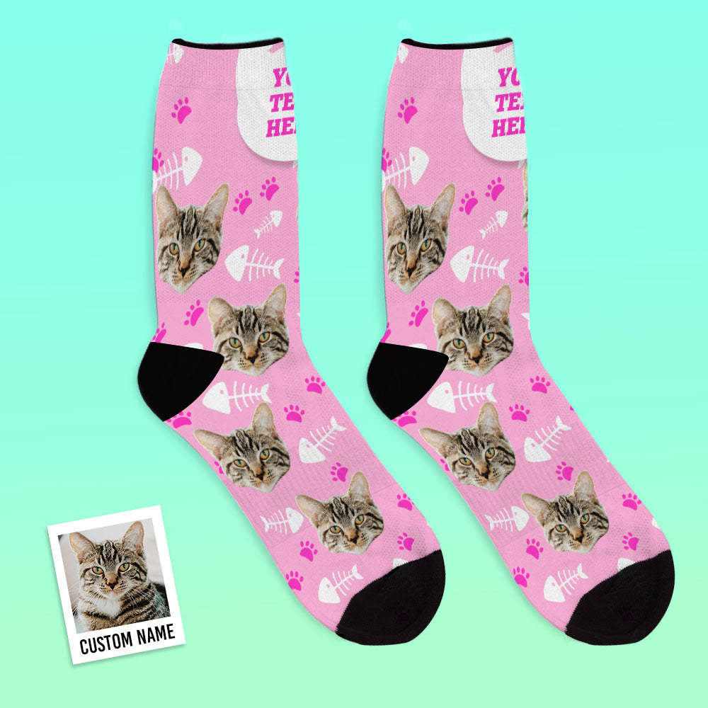 Custom Breathable Face Socks Lovely Cat Photo Socks - MyPhotoBoxer
