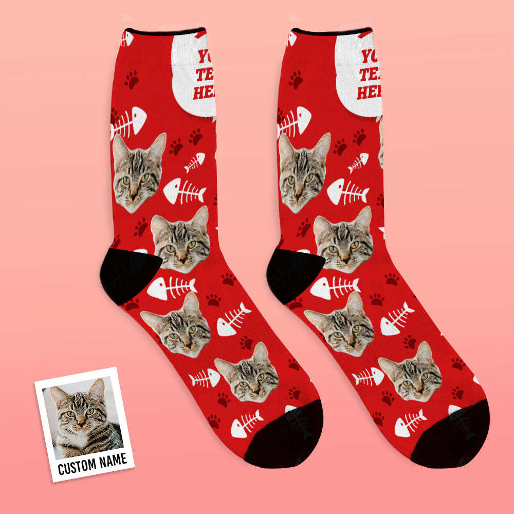 Custom Breathable Face Socks Lovely Cat Photo Socks - MyPhotoBoxer