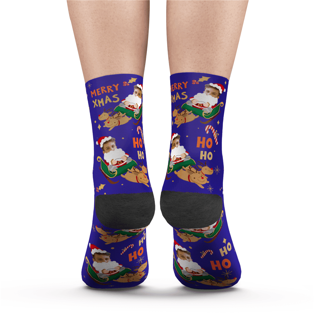 Custom Merry XMAS Photo Socks - MyPhotoBoxer